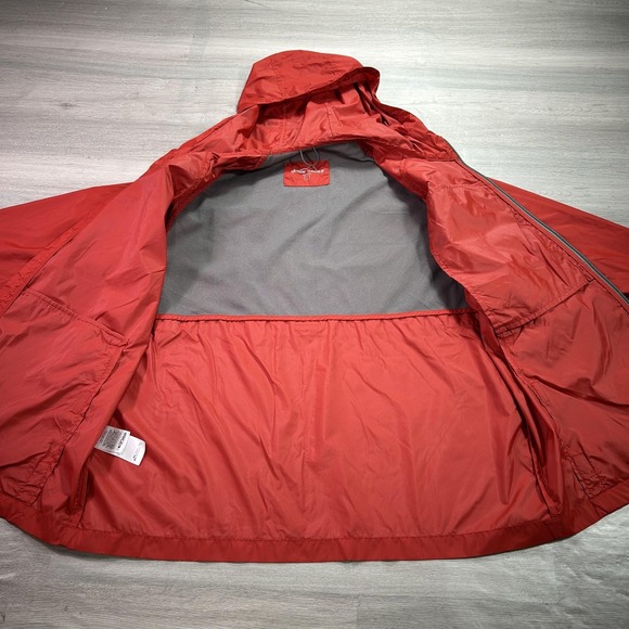 Eddie Bauer Jacket Mens Large Orange Hooded Full Zip Windbreaker Lined Shell - Picture 3 of 13